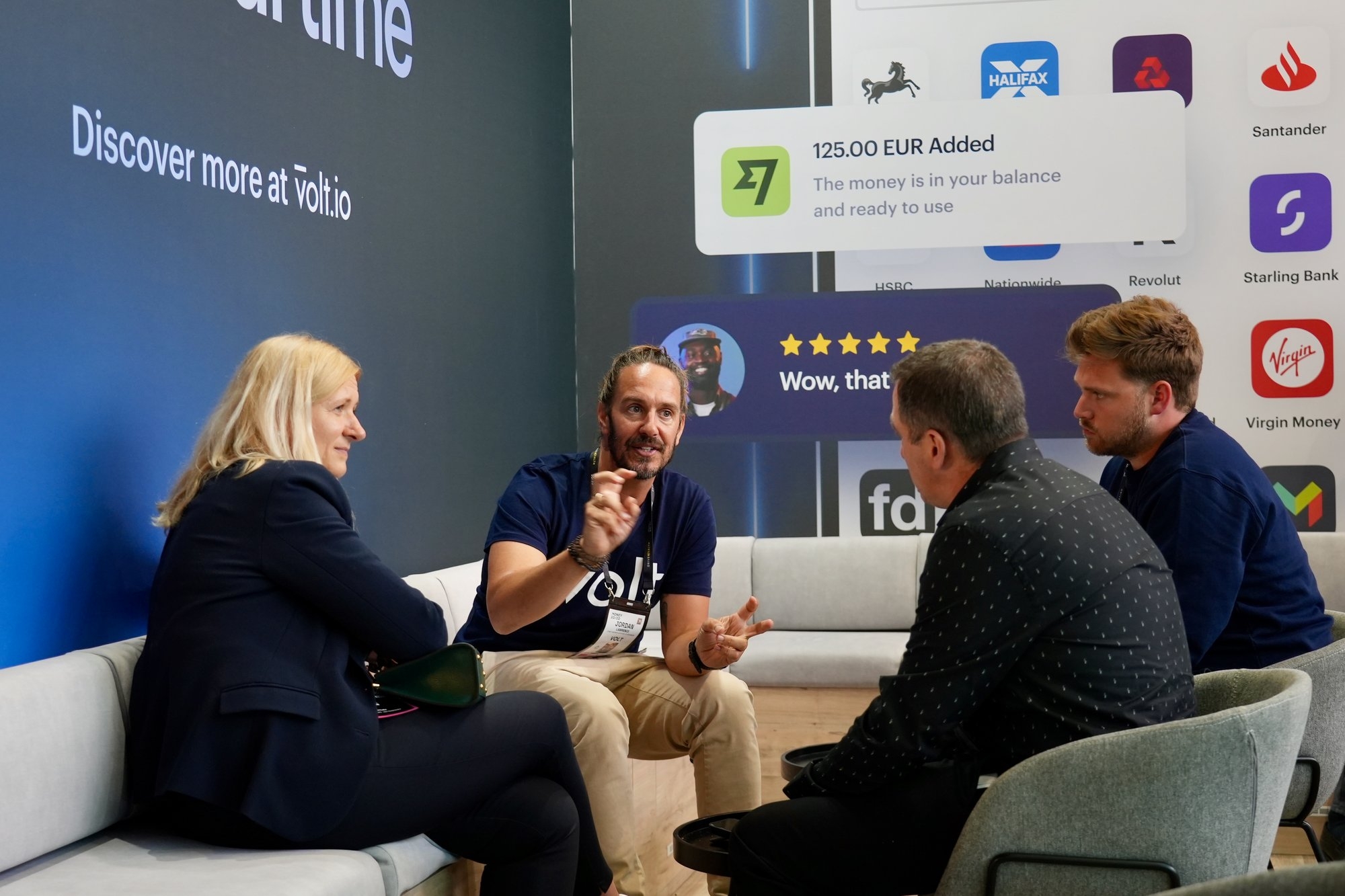 The Volt team speak with guests at Money20/20 Europe