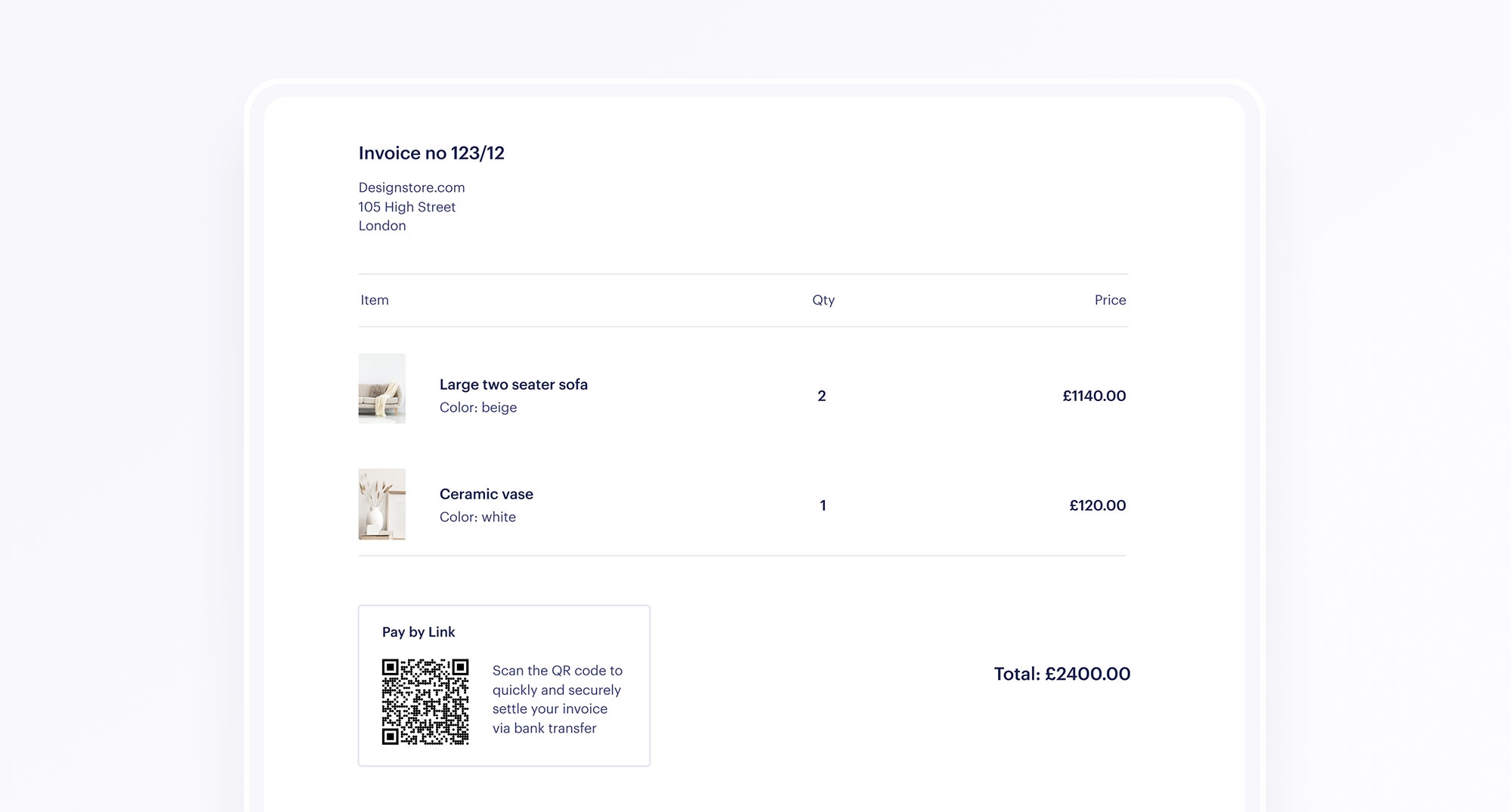 Pay by Link also works well with B2B invoices